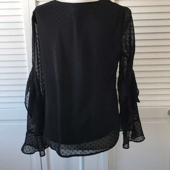 Iz Byer Black Long Sleeve Blouse Size Medium - Picture 5 of 6